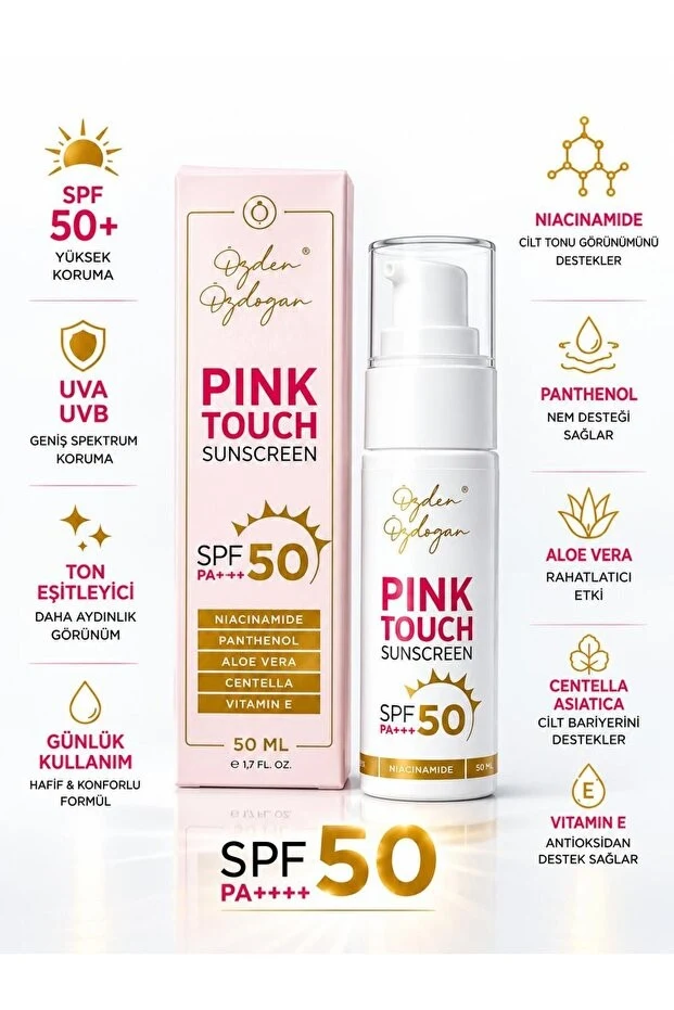 ÖZDEN ÖZDOĞAN Pink Touch Tone-Up SPF 50 PA+++ Ton Eşitleyici Güneş Kremi 50 ml