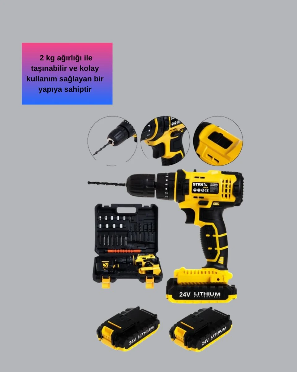 Hafif ve Ergonomik 12V Kablosuz Matkap | Hızlı Şarj ve Uzun Pil Ömrü