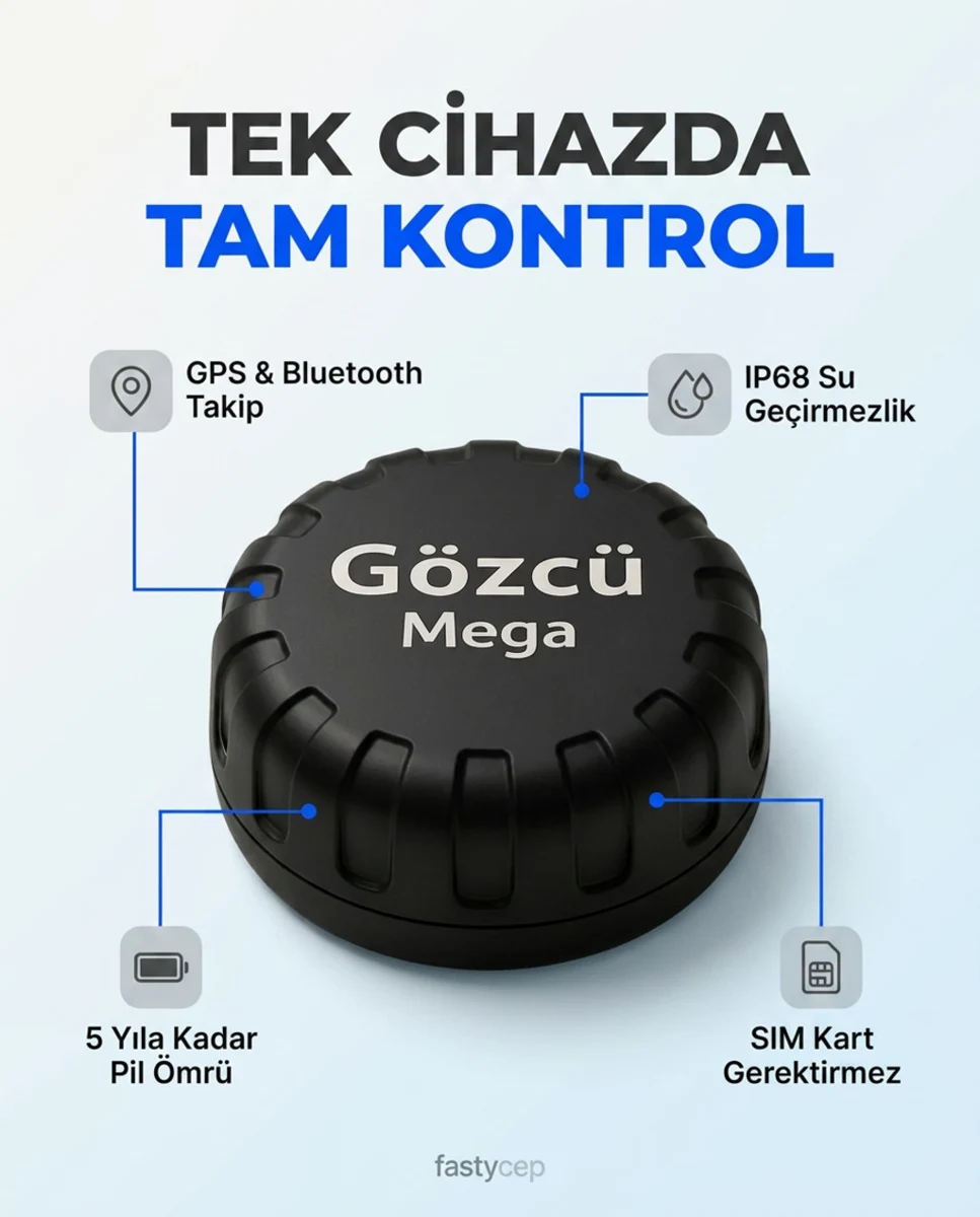 Gözcü Mega (SIM Kart gerektirmez, IP68, 5 Yıl Pil)