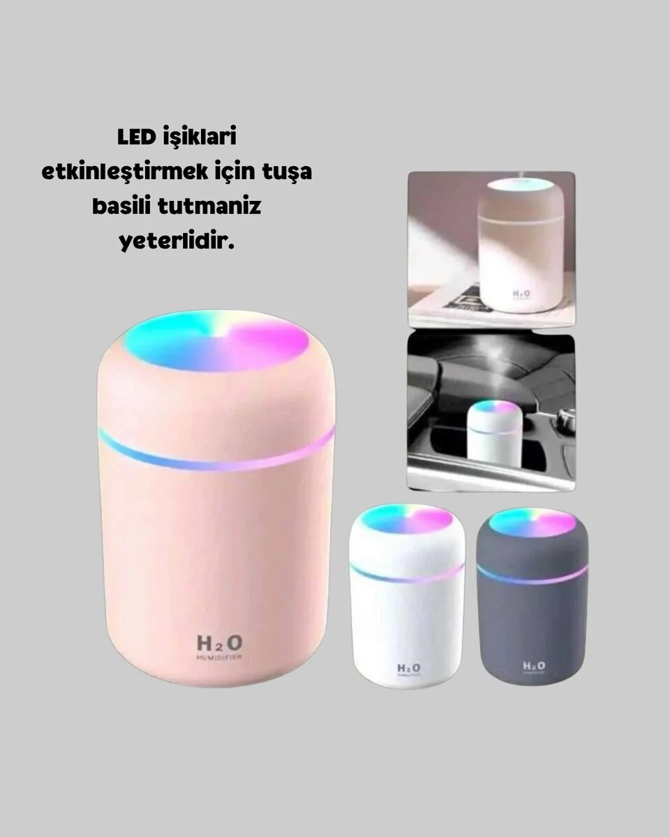 USB Bağlantılı LED Işıklı Hava Nemlendirici – Sessiz ve Kullanıcı Dostu Tasarım