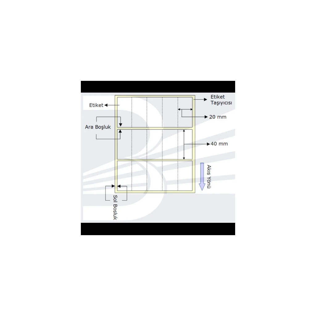 POWERGATE Etiket Vellum 20mmx40mm  (Tek Kolonda 5 adet) Toplam 5000 ad(1923)