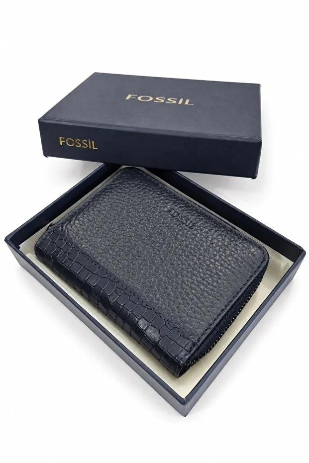 Fossil Hakiki Deri Fermuarlı Yatay Unisex Cüzdan Kartlıklı Çok Bölmeli Kutulu Şık Günlük Kullanım