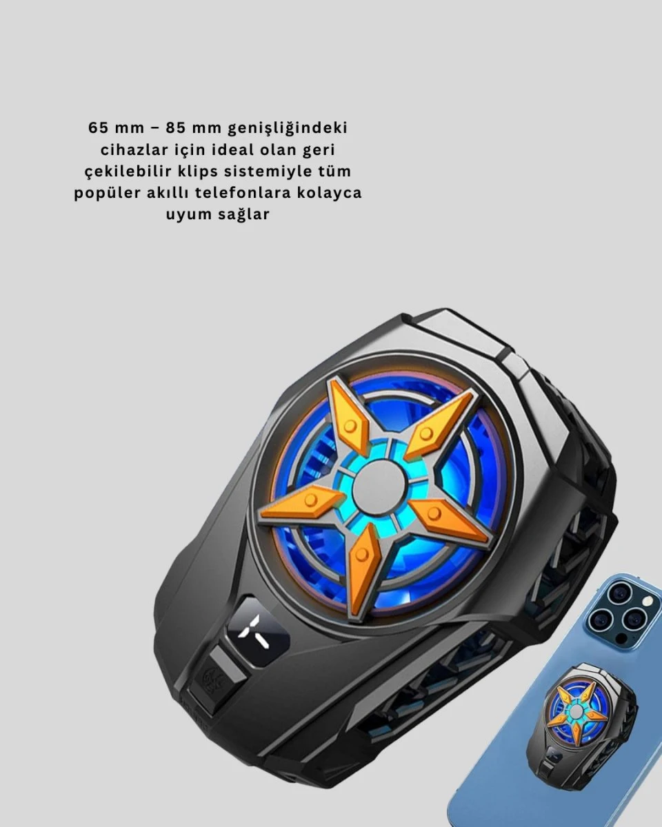 Dijital Göstergeli Evrensel Telefon Soğutma Fanı