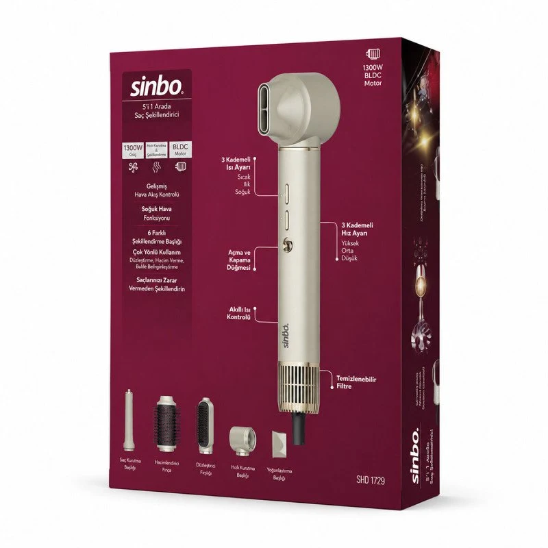 Sinbo Air Brush Saç Şekillendirme Cihazı - 5 Başlıklı - Rose Gold Renk