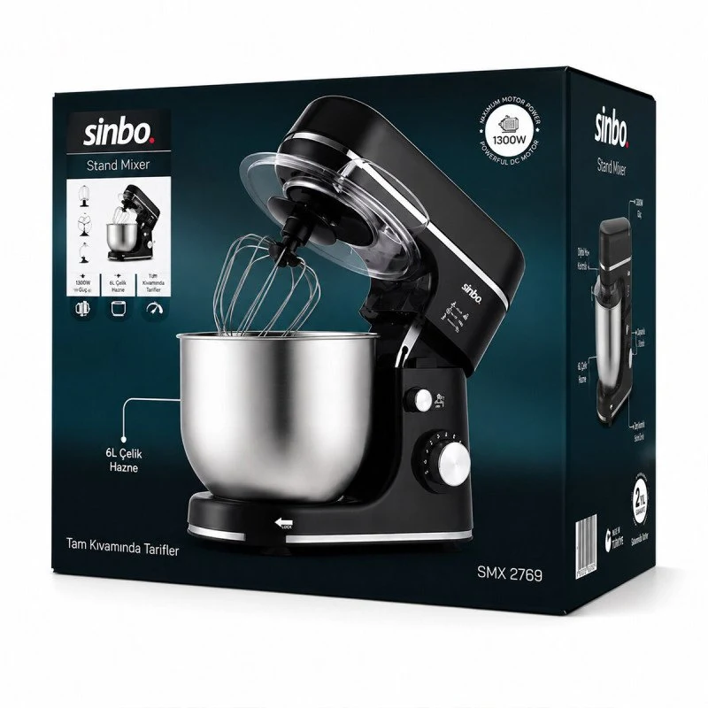Sinbo Standlı Mikser - Siyah Renk - 6 Litre Hazne