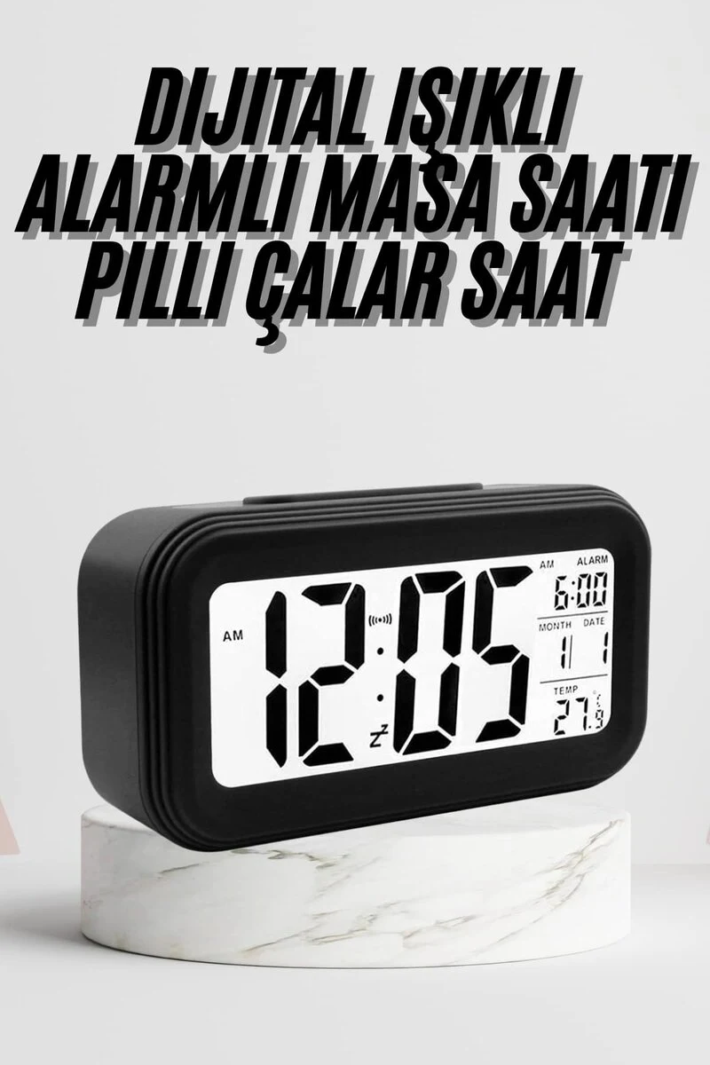 Dijital Masa Saati Termometre Takvim Led Ekran Pilli Ev Ofis Masası
