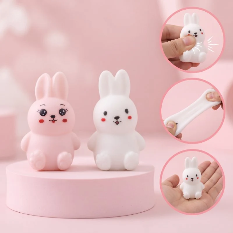 Tavşan Tasarımlı Squishy - 12'li Paket - Karışık Renk - Yumuşak Oyuncak