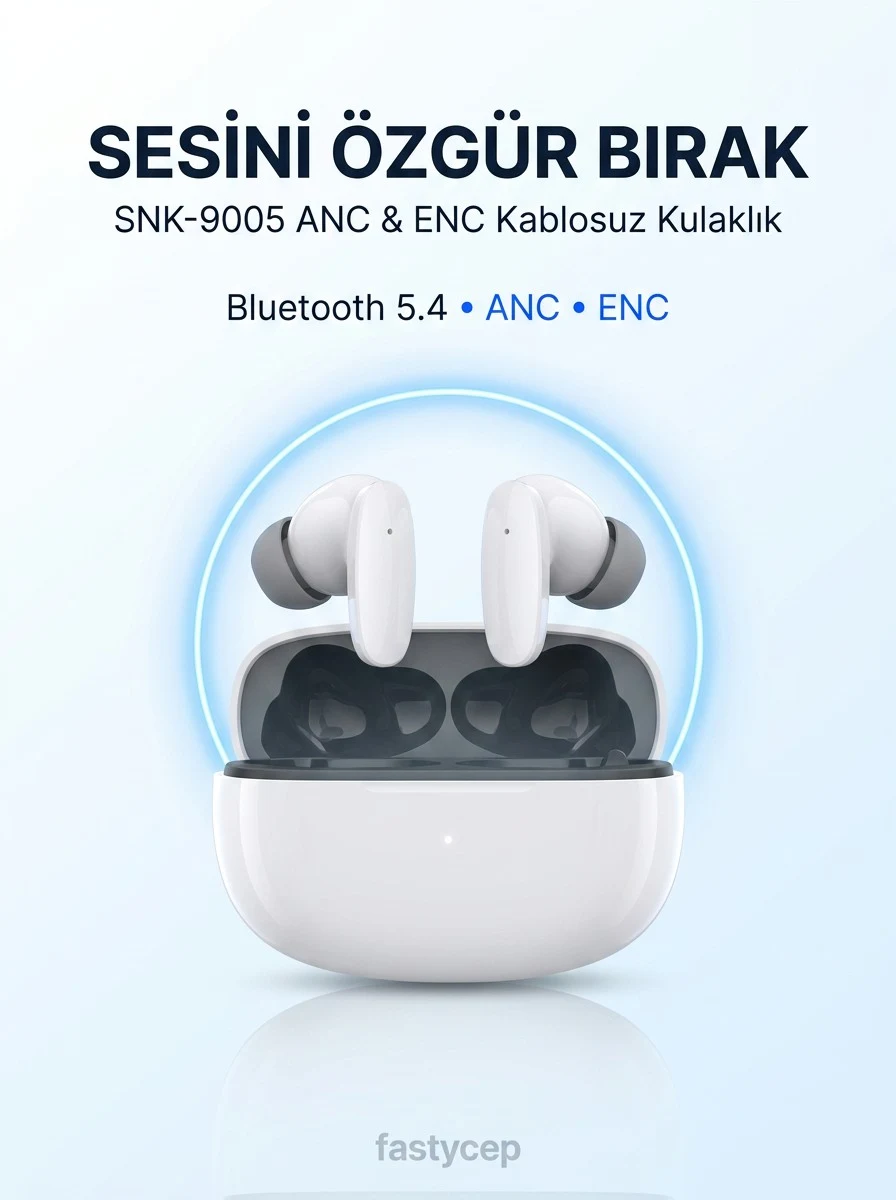 Snk-9005 Beyaz ANC & ENC Kablosuz Bluetooth Kulaklık 5.4 Kulak İçi Kulaklık