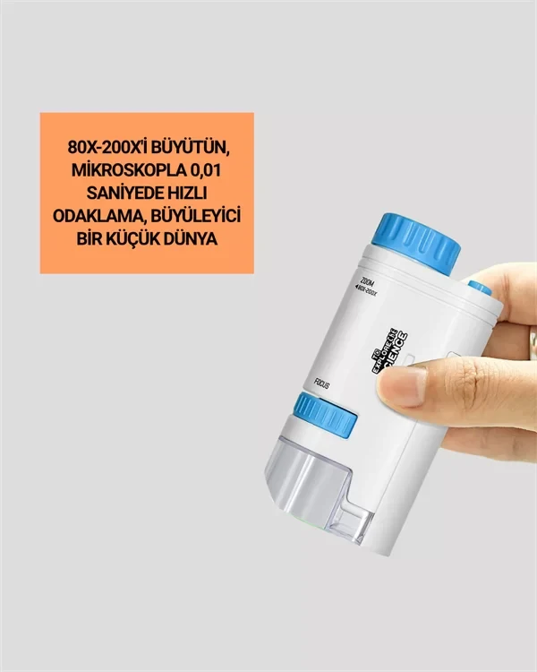 ABS Gövdeli Öğrenci ve Hobi Mikroskobu – Mavi Renk Yeni Nesil