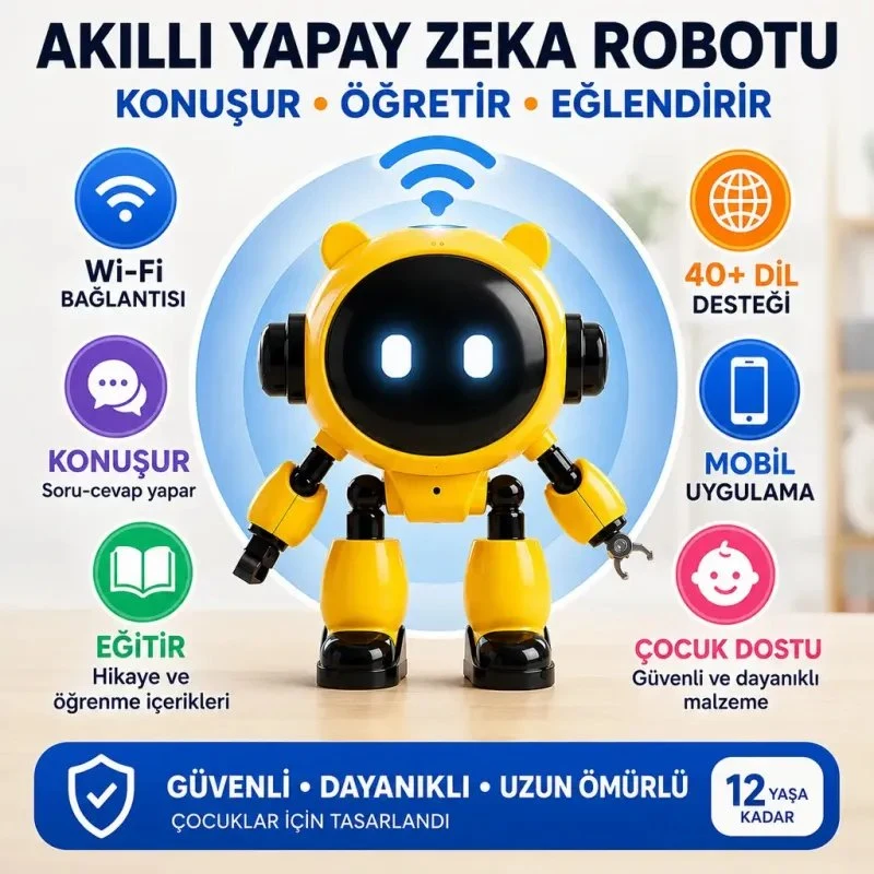 Yapay Zeka Robot Oyuncak - Konuşan Robot - Wi-Fi Uygulamalı - Çocuklar İçin Eğitici Oyuncak
