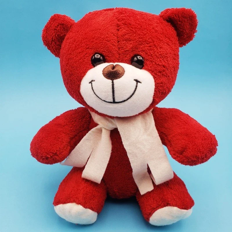 Kırmızı Peluş Atkılı Oyuncak Ayıcık