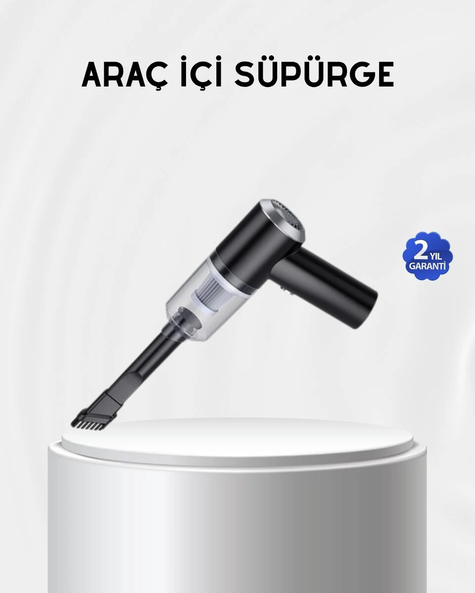 Kablosuz El Süpürgesi – Araç İçi Temizlik İçin 5500PA Güçlü Emiş USB Şarjlı