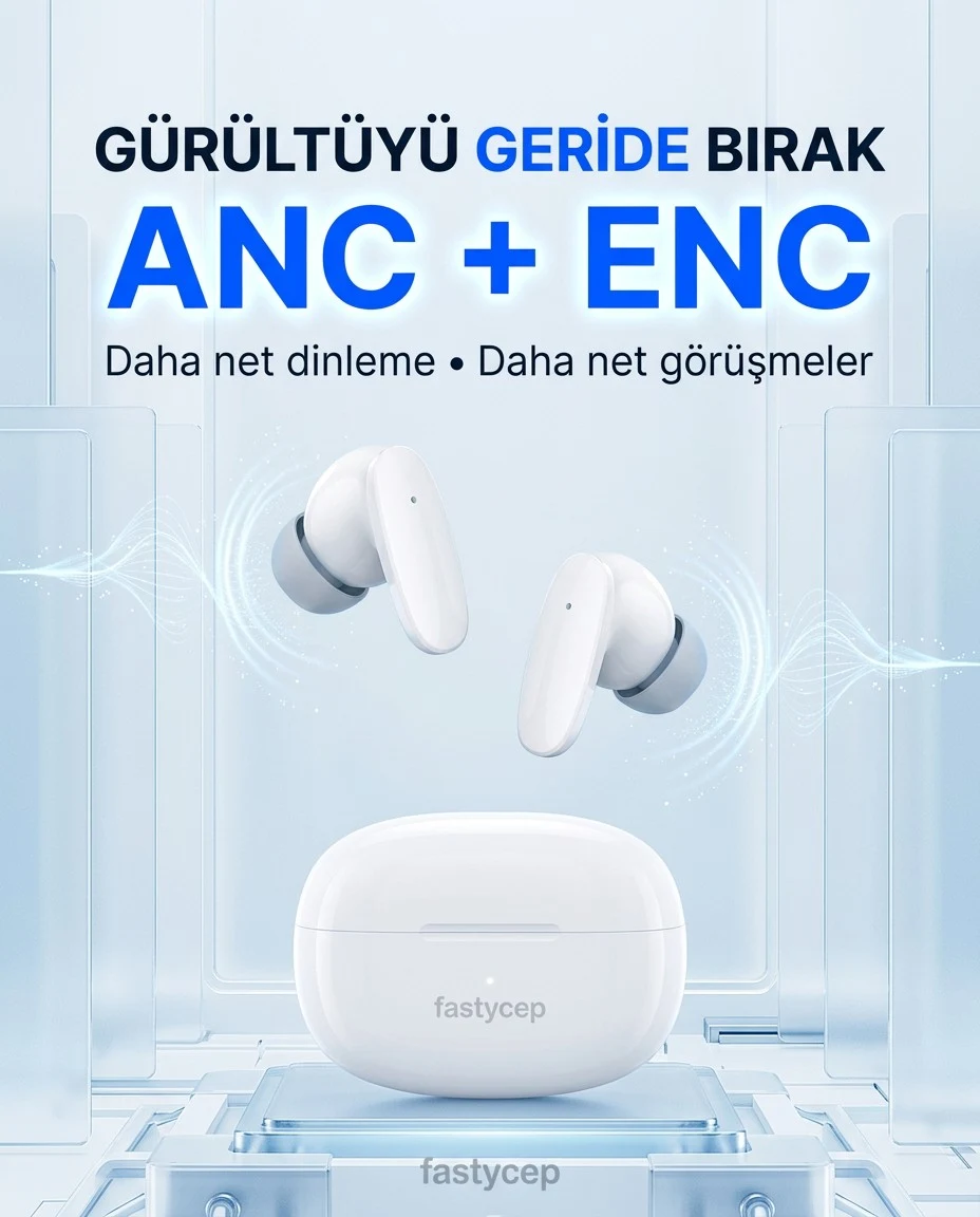 Snk-9005 Beyaz ANC & ENC Kablosuz Bluetooth Kulaklık 5.4 Kulak İçi Kulaklık