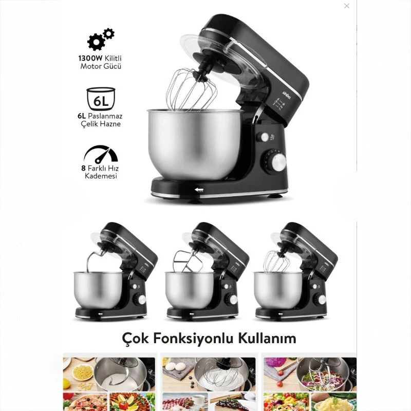 Sinbo Standlı Mikser - Siyah Renk - 6 Litre Hazne