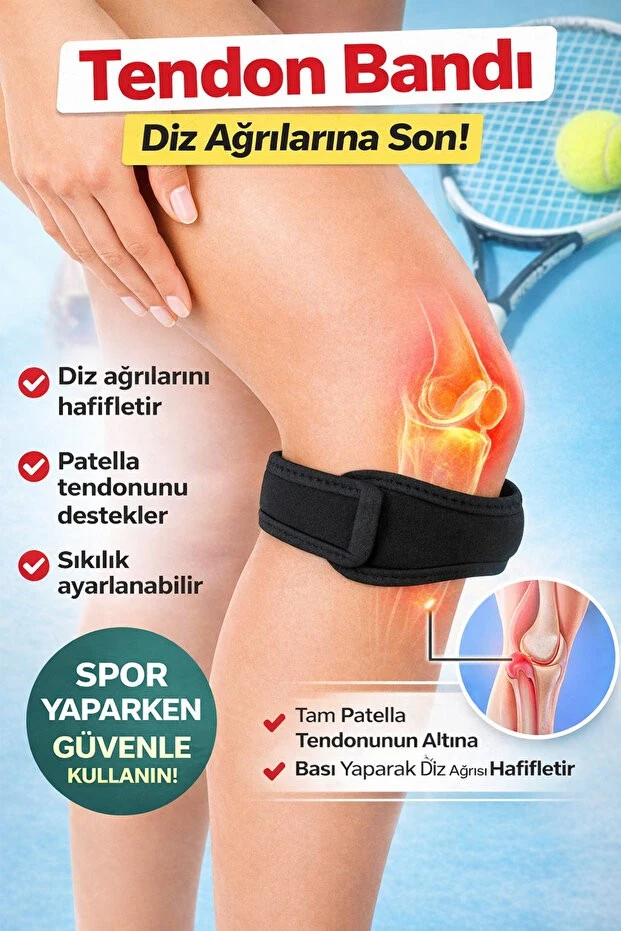 Perafit Ayarlanabilir Diz Ağrısına Karşı Etkili Silikonlu Tendon Bandı Diz Altı ve Patella Koruyucu Kaymaz