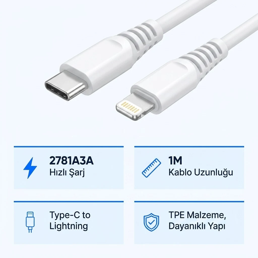 2.6A USB Lightning Sarj + Kablosu