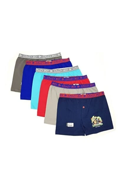 don joy Erkek Çocuk 6'lı Penye Pamuklu Beli Lastikli Karışık Desenli Boxer