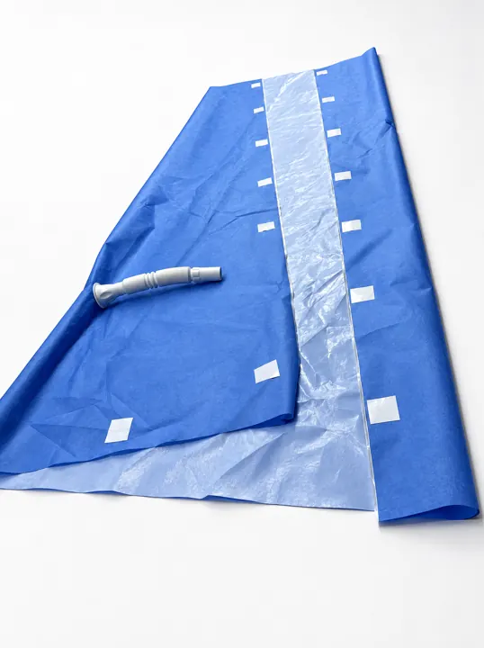 Disposable bathtub cover for nursing homes – side view | Einweg-Badewannenabdeckung – Seitenansicht | Telo copri vasca monouso – vista laterale