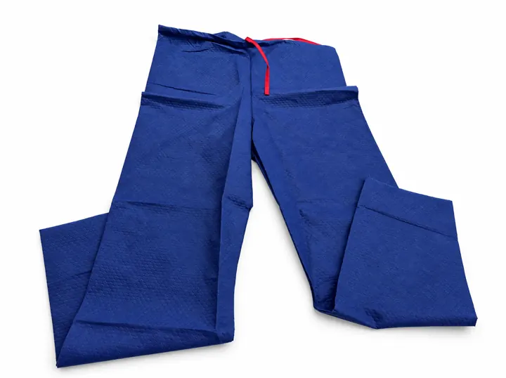 Navy disposable scrub pants – red drawstring | Marineblaue Einweg-OP-Hose | Pantaloni monouso blu navy
